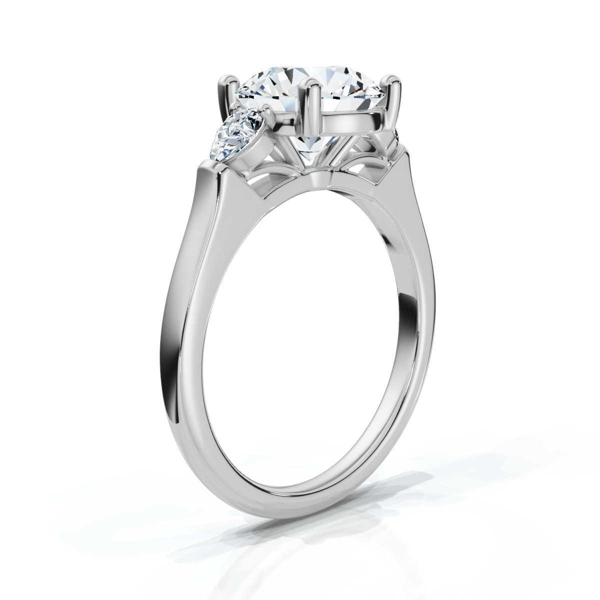 14K White Gold Avalee Three Stone Pear Lab Grown Diamond Ring (1/4 ct. tw)