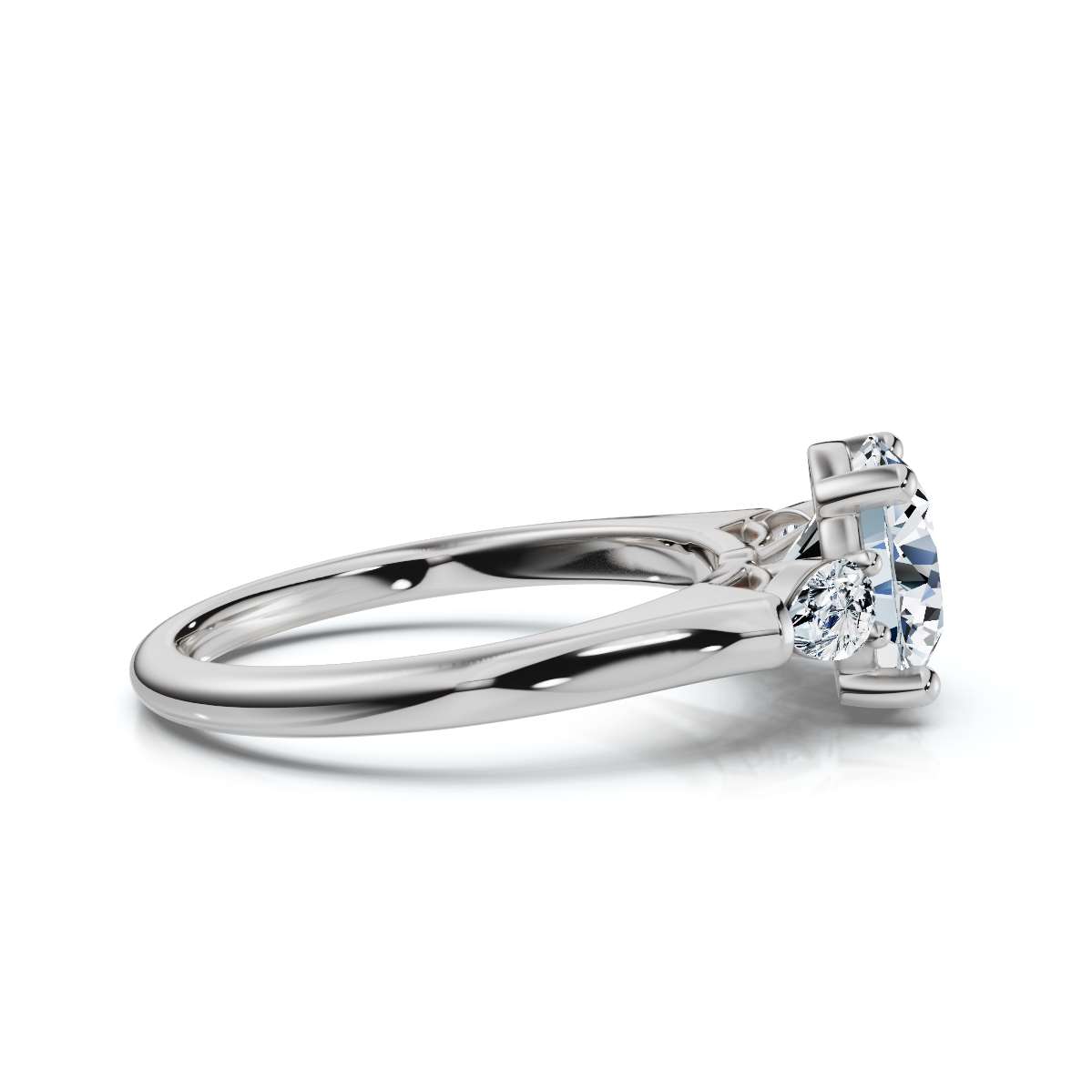 14K White Gold Avalee Three Stone Pear Lab Grown Diamond Ring (1/4 ct. tw)