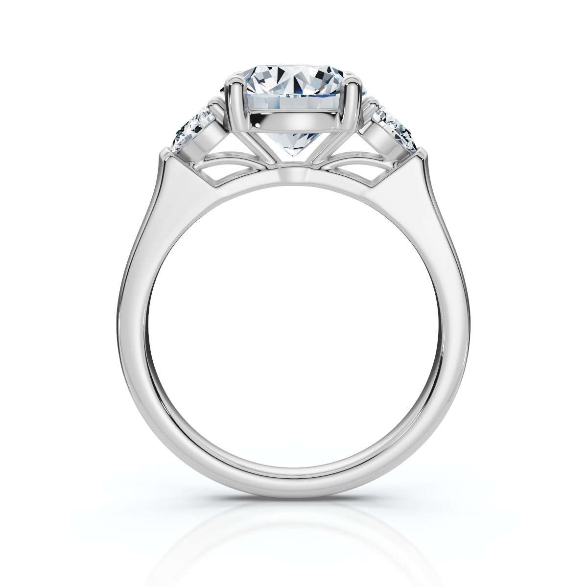 14K White Gold Avalee Three Stone Pear Lab Grown Diamond Ring (1/4 ct. tw)