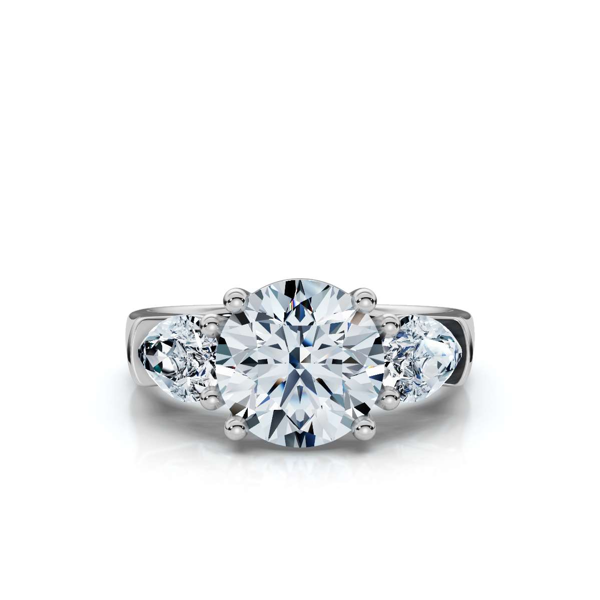 14K White Gold Avalee Three Stone Pear Lab Grown Diamond Ring (5/6 ct. tw)