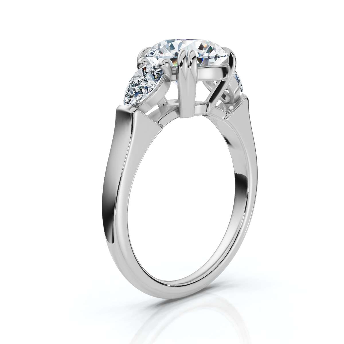 14K White Gold Frankie Three Stone Pear Lab Grown Diamond Ring (1/2 ct. tw)