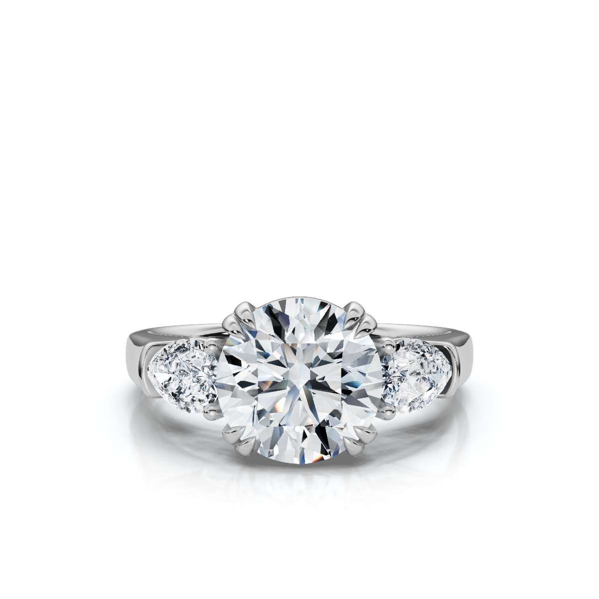 14K White Gold Frankie Three Stone Pear Lab Grown Diamond Ring (3/4 ct. tw)