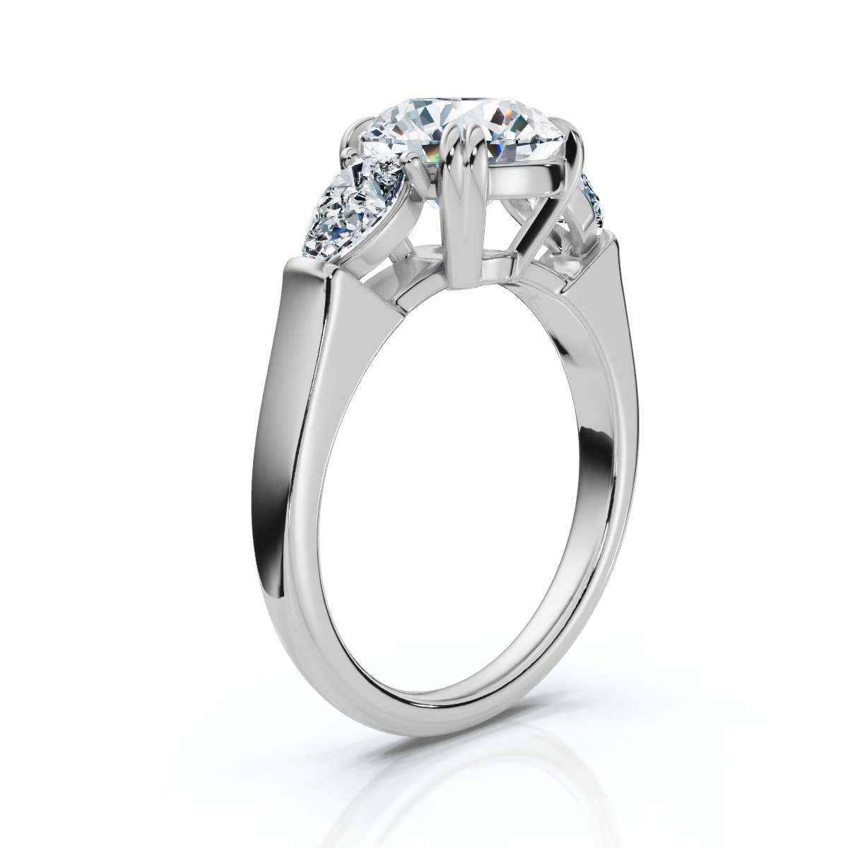 14K White Gold Frankie Three Stone Pear Lab Grown Diamond Ring (3/4 ct. tw)
