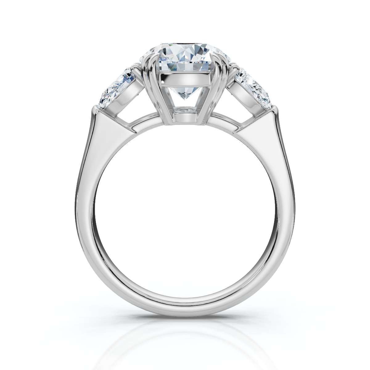 14K White Gold Frankie Three Stone Pear Lab Grown Diamond Ring (3/4 ct. tw)