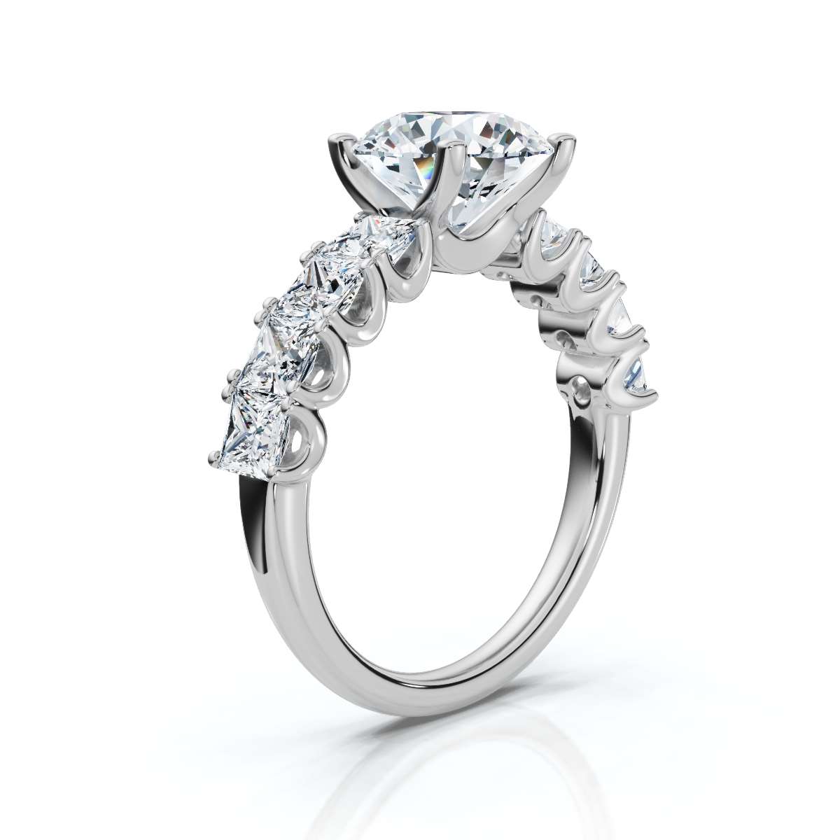 14K White Gold Maxxy Accents Lab Grown Diamond Engagement Ring (1 1/2 ct. tw)