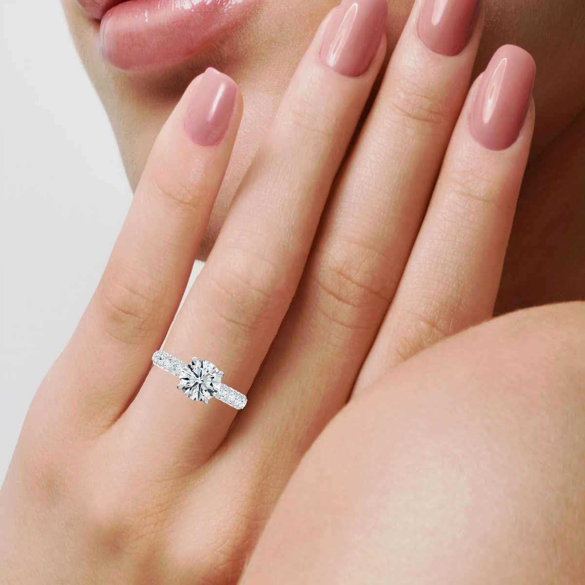14K White Gold Chahna Accents Lab Grown Diamond Ring (1 1/2 ct. tw)