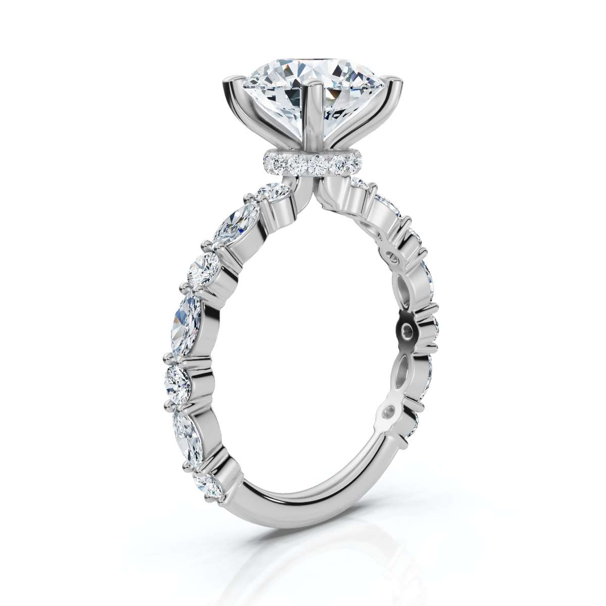 14K White Gold Wyn hidden Accents Lab Grown Diamond Ring (2/3 ct. tw)