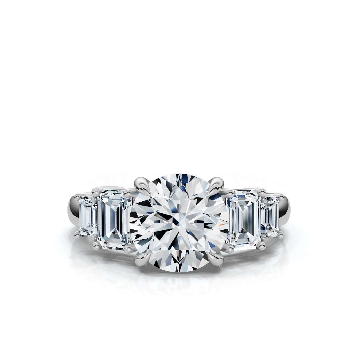 14K White Gold Branca Five Stone Emerald Lab Grown Diamond Ring (1 1/5 ct. tw)