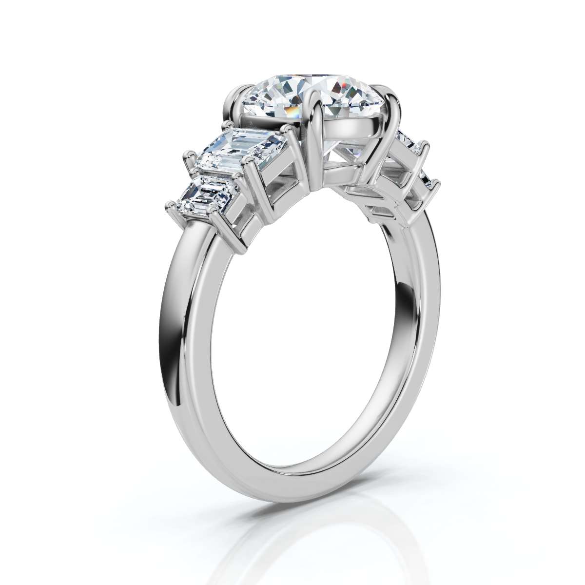 14K White Gold Branca Five Stone Emerald Lab Grown Diamond Ring (1 1/5 ct. tw)