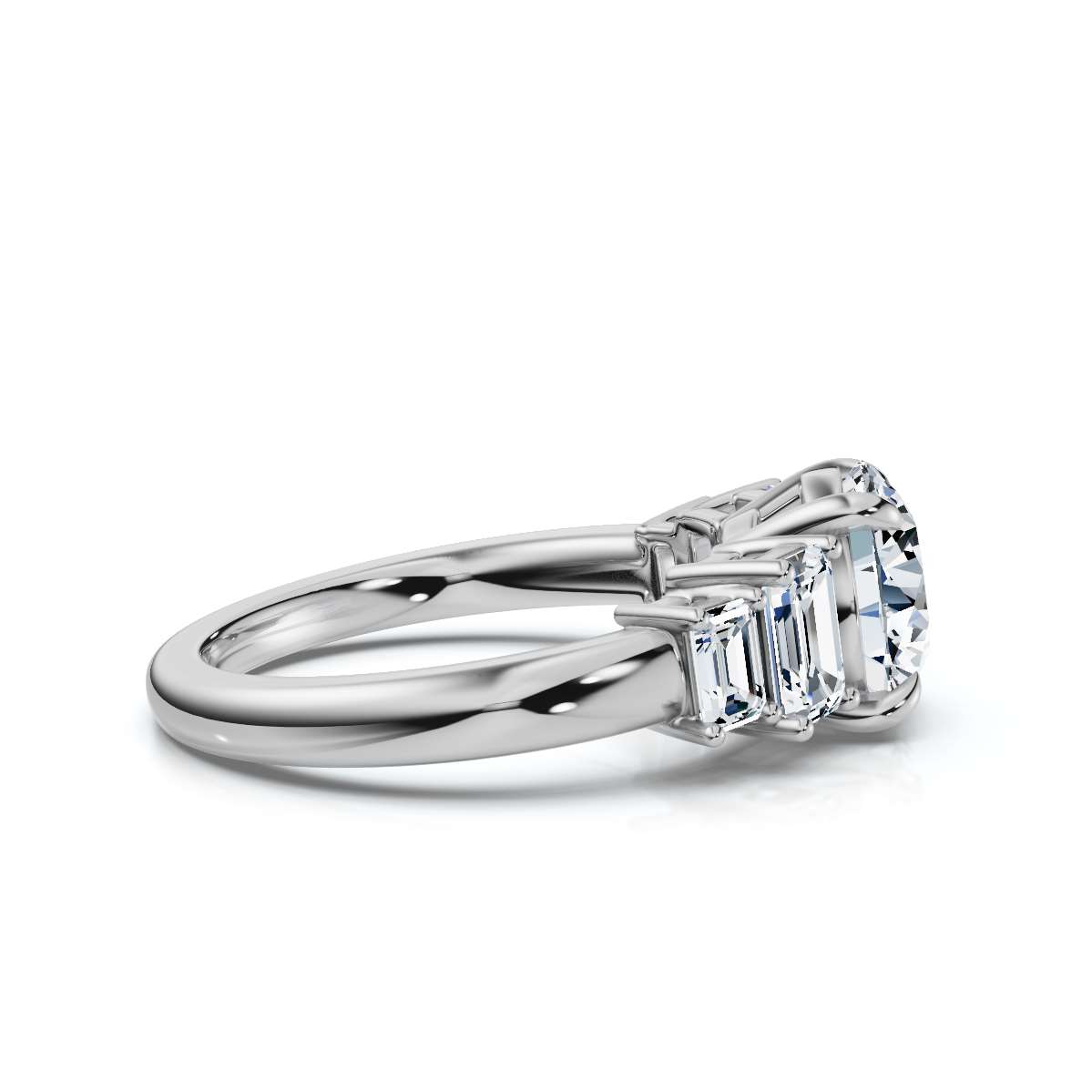 14K White Gold Branca Five Stone Emerald Lab Grown Diamond Ring (1 1/5 ct. tw)