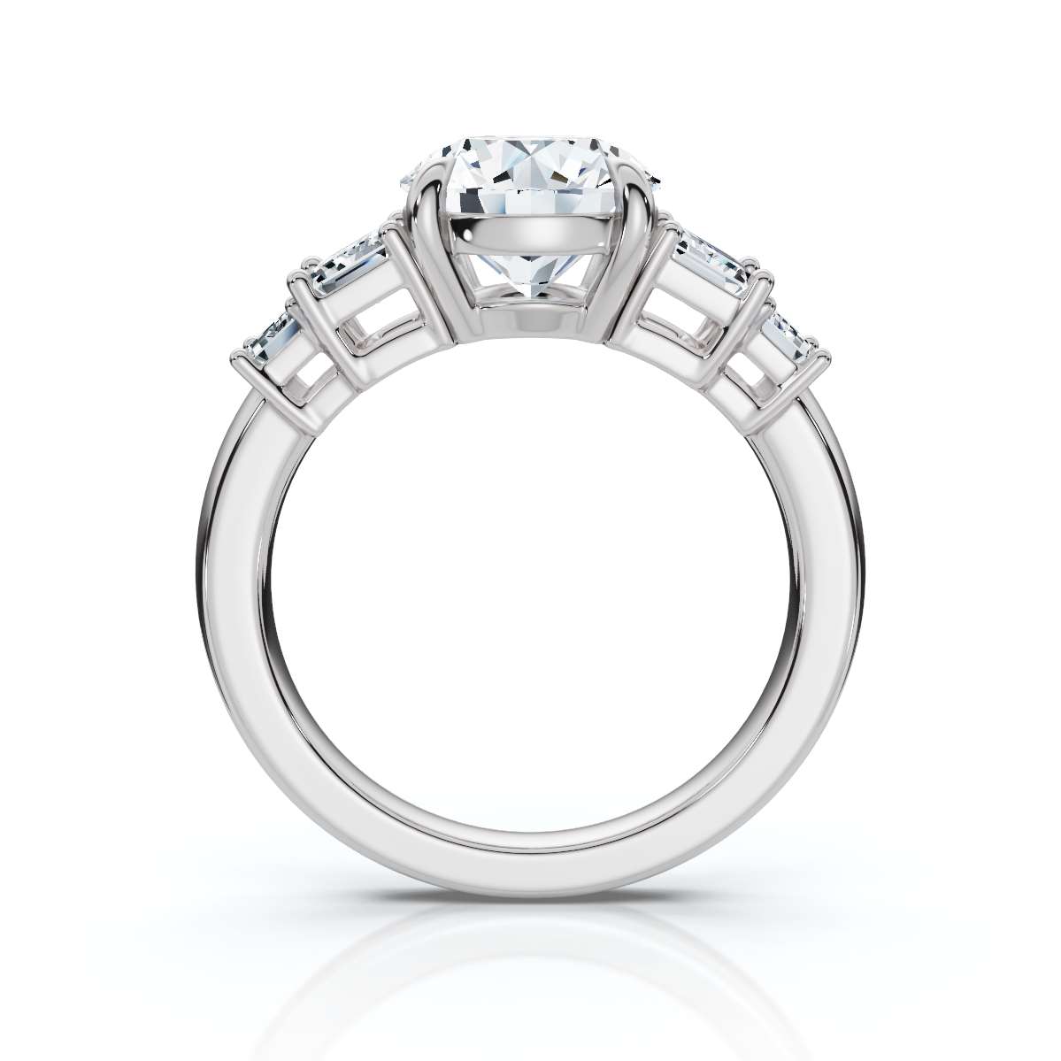 14K White Gold Branca Five Stone Emerald Lab Grown Diamond Ring (1 1/5 ct. tw)