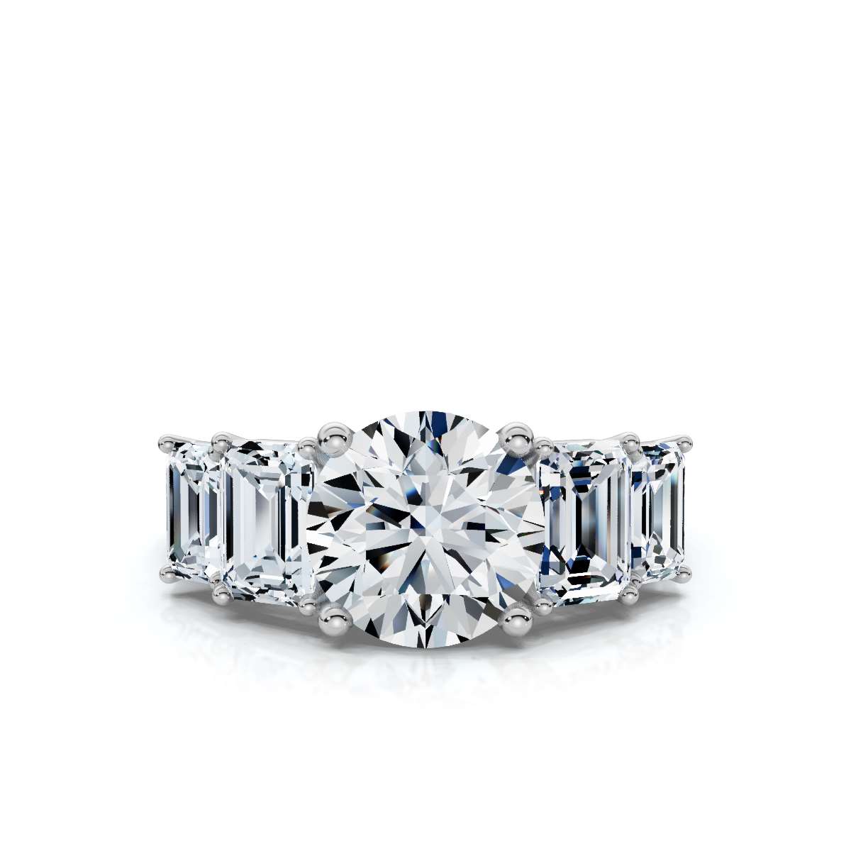 14K White Gold Fable Five Stone Emerald Lab Grown Diamond Ring (2.00 ct. tw)