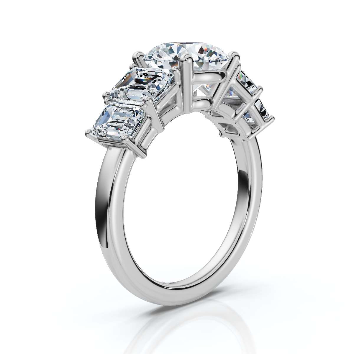 14K White Gold Fable Five Stone Emerald Lab Grown Diamond Ring (2.00 ct. tw)