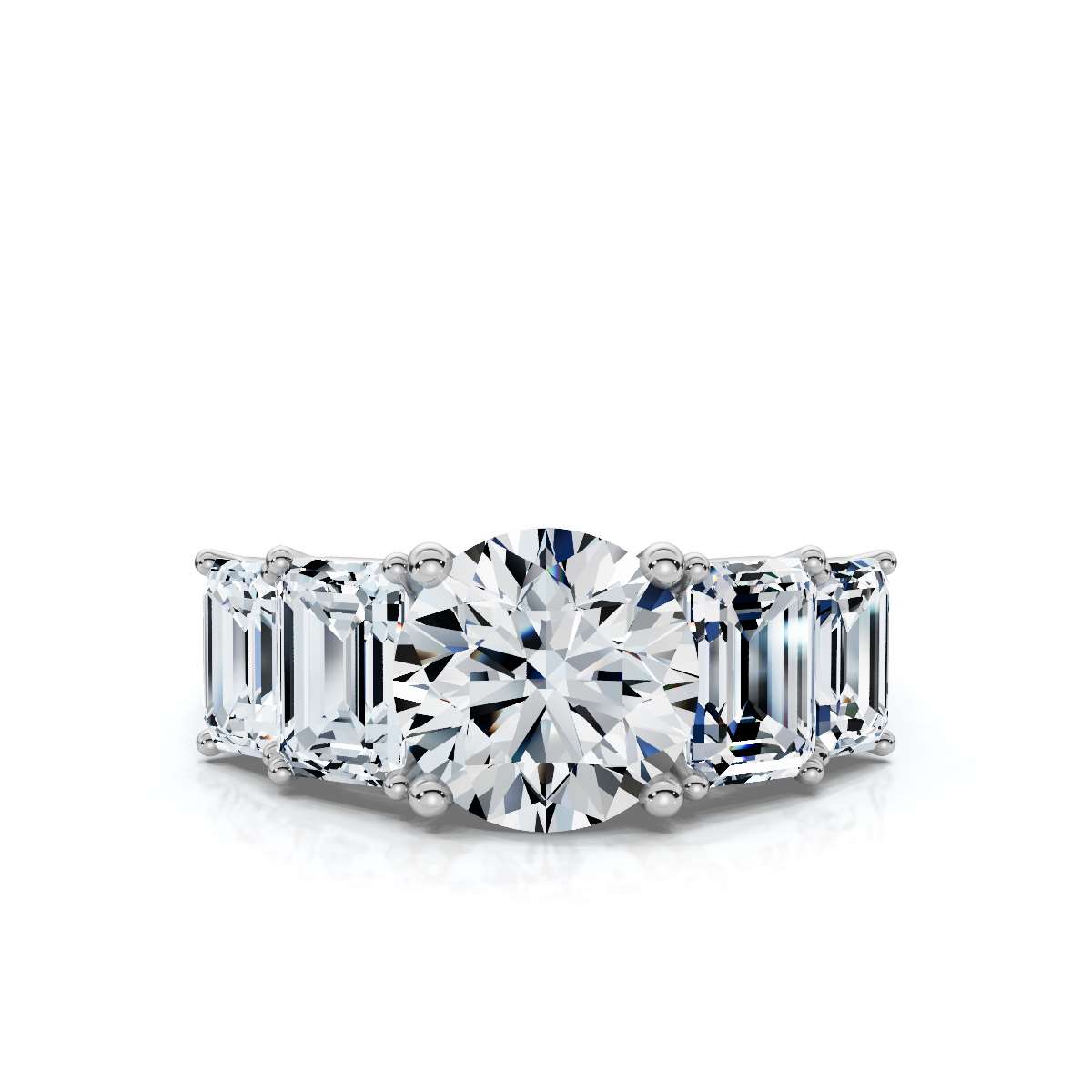14K White Gold Fable Five Stone Emerald Lab Grown Diamond Ring (2 1/2 ct. tw)