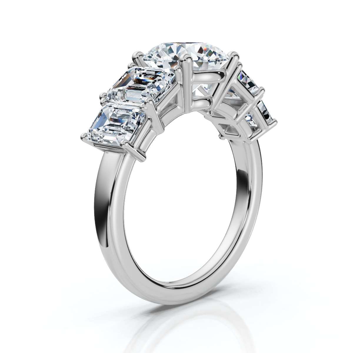 14K White Gold Fable Five Stone Emerald Lab Grown Diamond Ring (2 1/2 ct. tw)