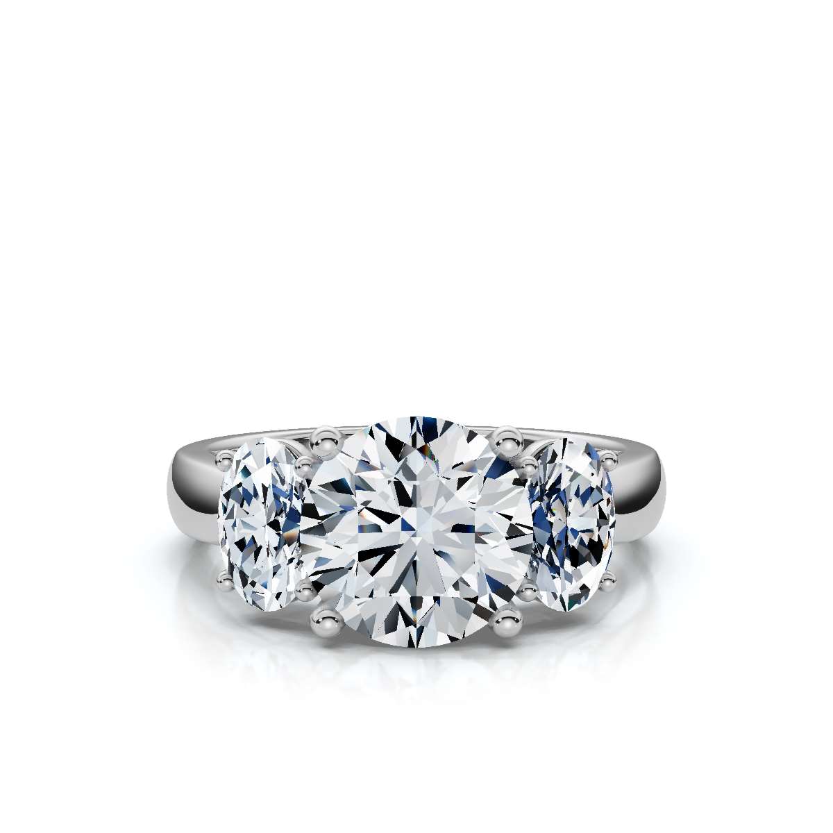 14K White Gold Elora Three Stone Oval Lab Grown Diamond Ring (5/6 ct. tw)