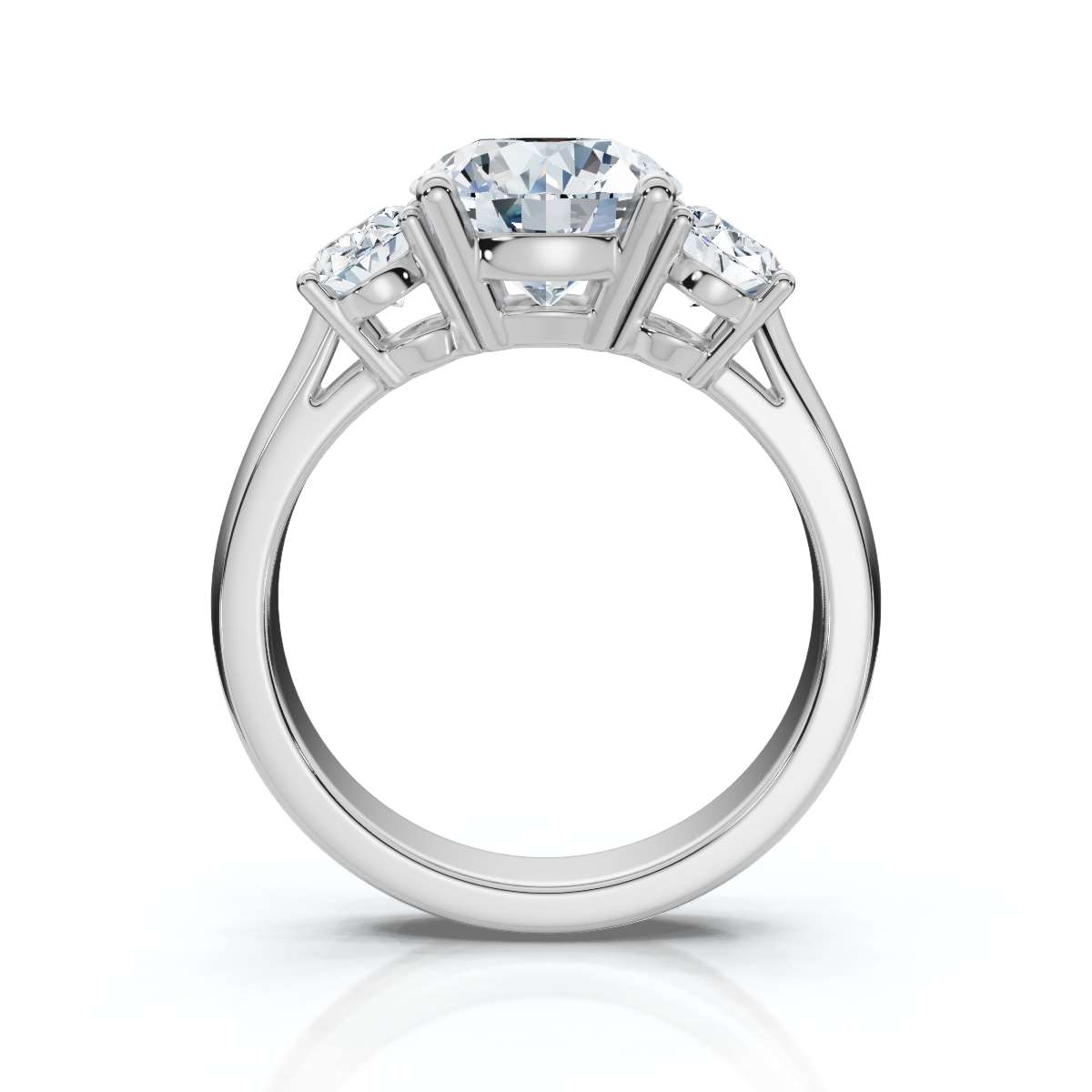 14K White Gold Elora Three Stone Oval Lab Grown Diamond Ring (5/6 ct. tw)