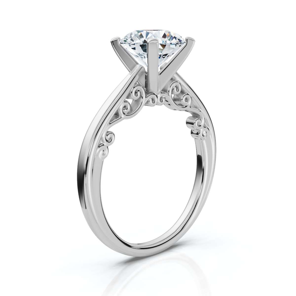 14K White Gold Olea Solitaire Engagement Ring 