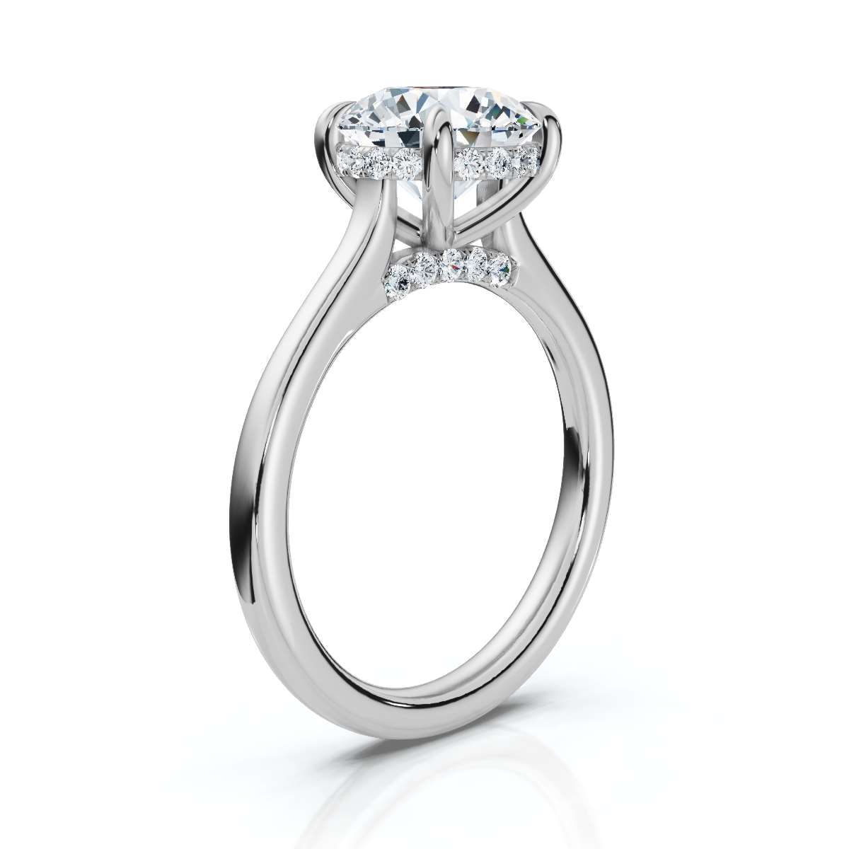 14K White Gold Fern Hidden Accents Lab Grown Diamond Ring (1/6 ct. tw)