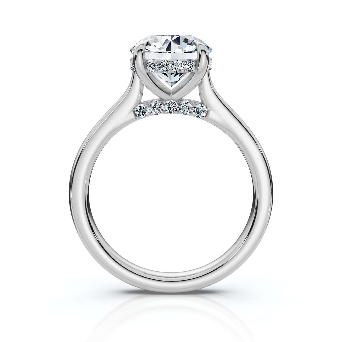 14K White Gold Fern Hidden Accents Lab Grown Diamond Ring (1/6 ct. tw)