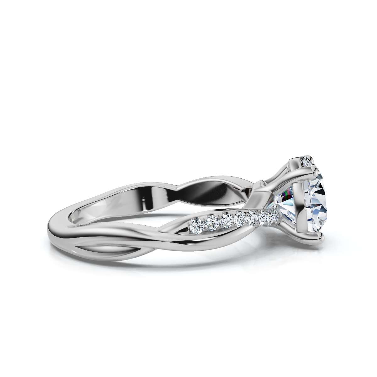 14K White Gold Jayella Accents Lab Grown Diamond Ring (1/10 ct. tw)