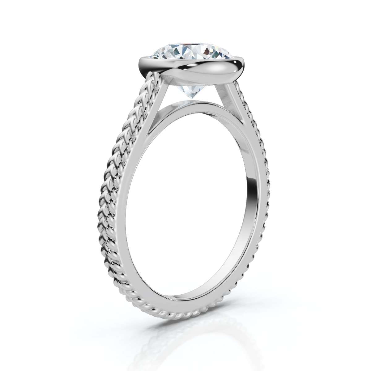14K White Gold Alondra Braided Solitaire Engagement Ring