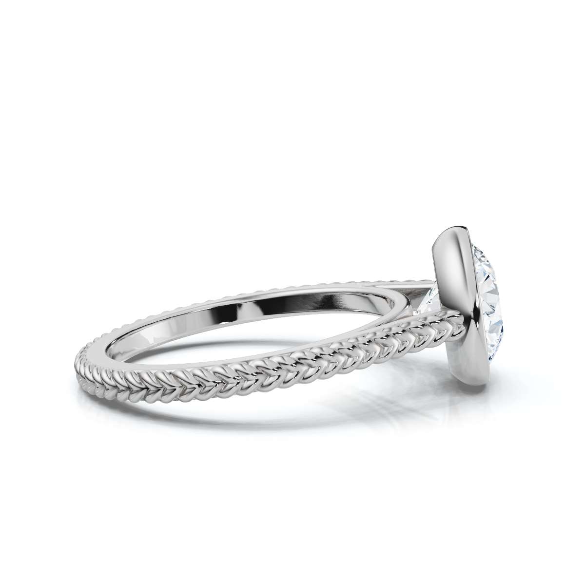 14K White Gold Alondra Braided Solitaire Engagement Ring