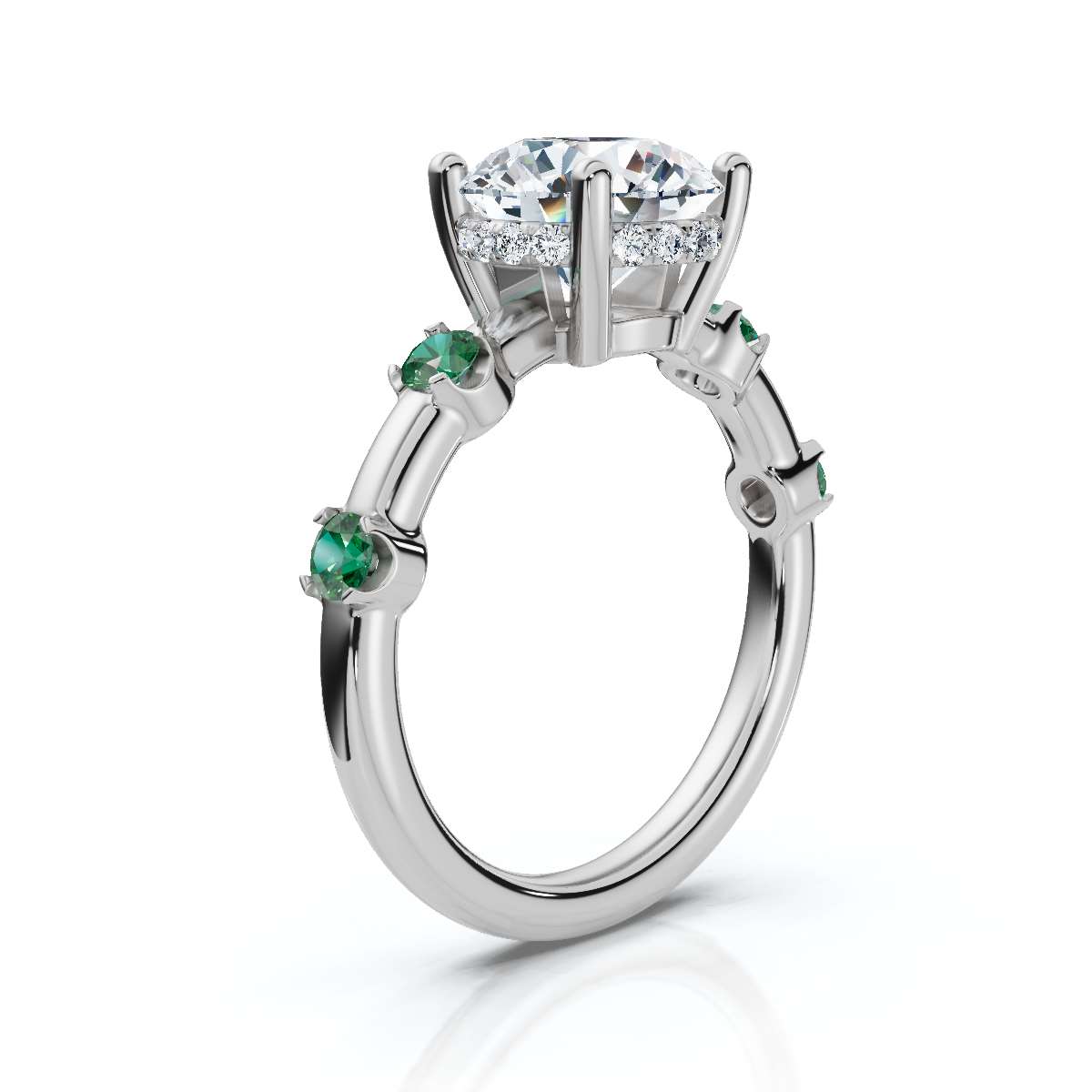 14K White Gold Olivette Gemstone Lab Grown Diamond Ring (1/3 ct. tw)
