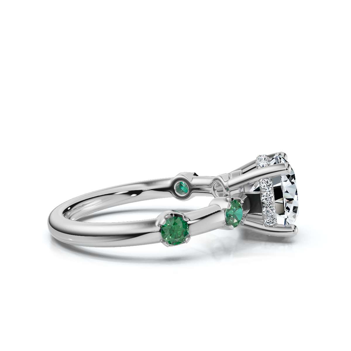 14K White Gold Olivette Gemstone Lab Grown Diamond Ring (1/3 ct. tw)