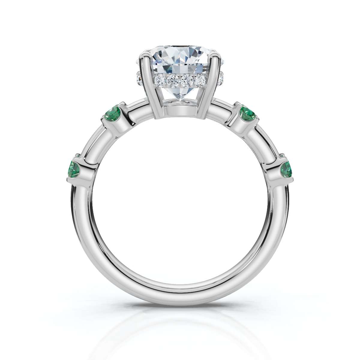 14K White Gold Olivette Gemstone Lab Grown Diamond Ring (1/3 ct. tw)