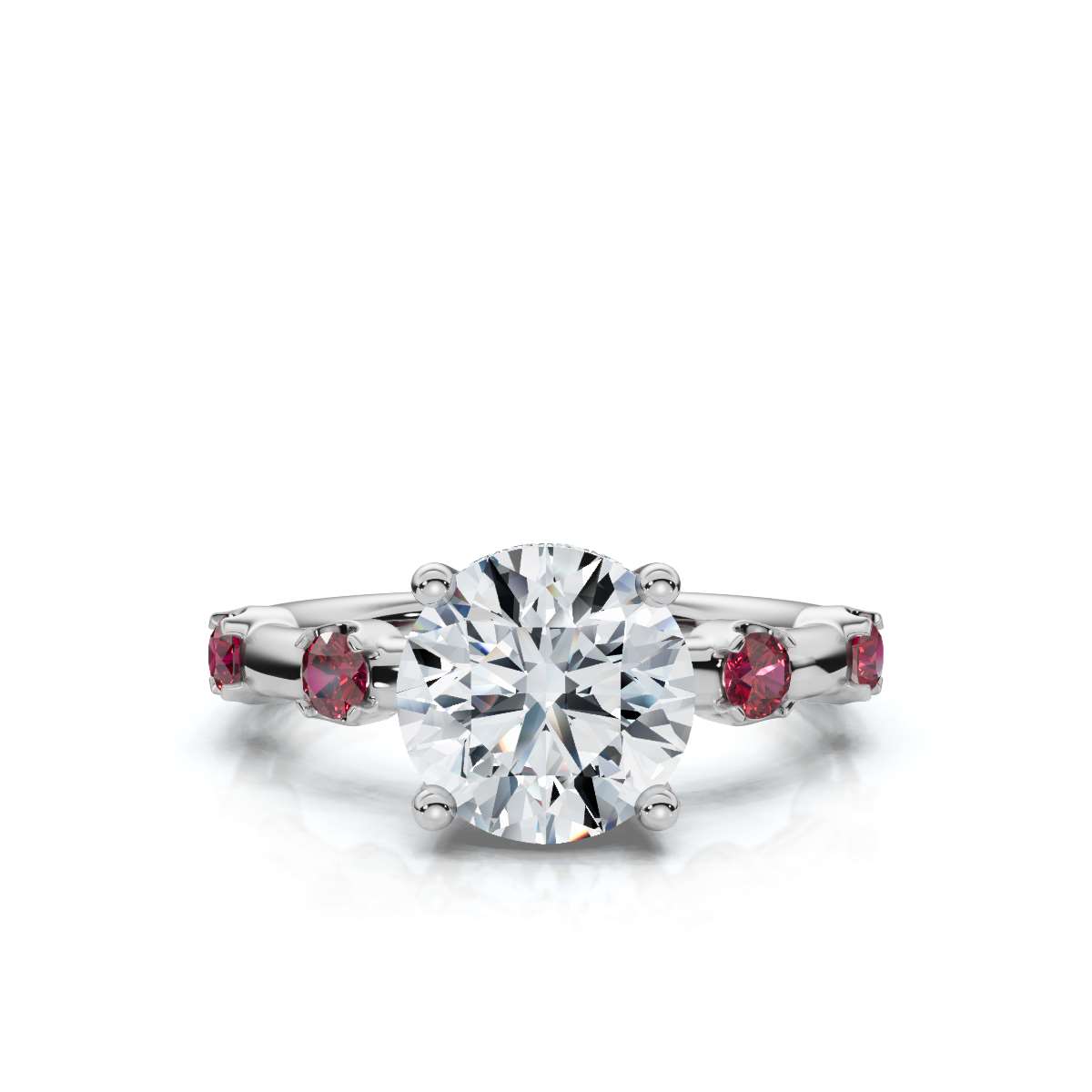 14K White Gold Olivette Gemstone Lab Grown Diamond Ring (1/3 ct. tw)
