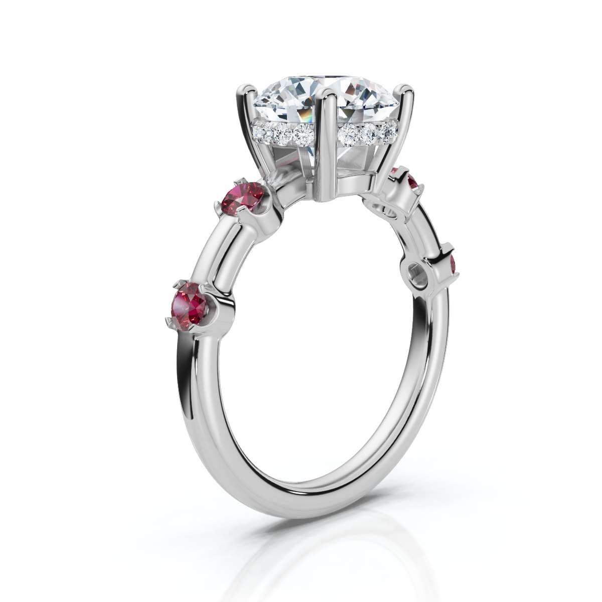 14K White Gold Olivette Gemstone Lab Grown Diamond Ring (1/3 ct. tw)