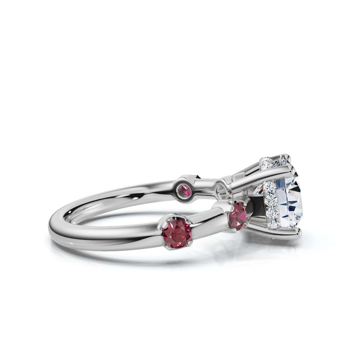 14K White Gold Olivette Gemstone Lab Grown Diamond Ring (1/3 ct. tw)