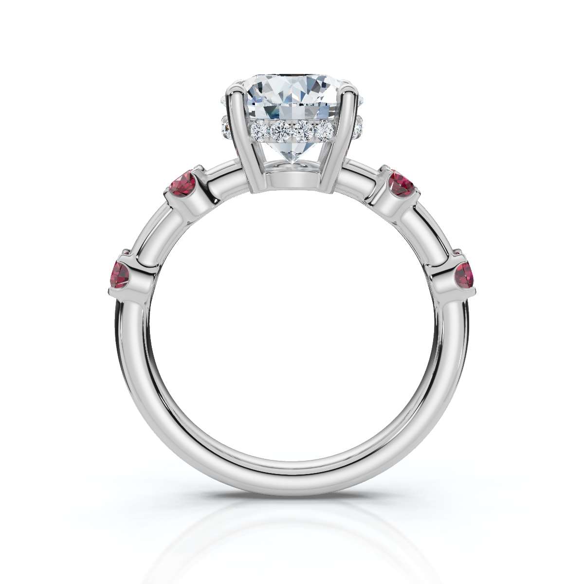 14K White Gold Olivette Gemstone Lab Grown Diamond Ring (1/3 ct. tw)