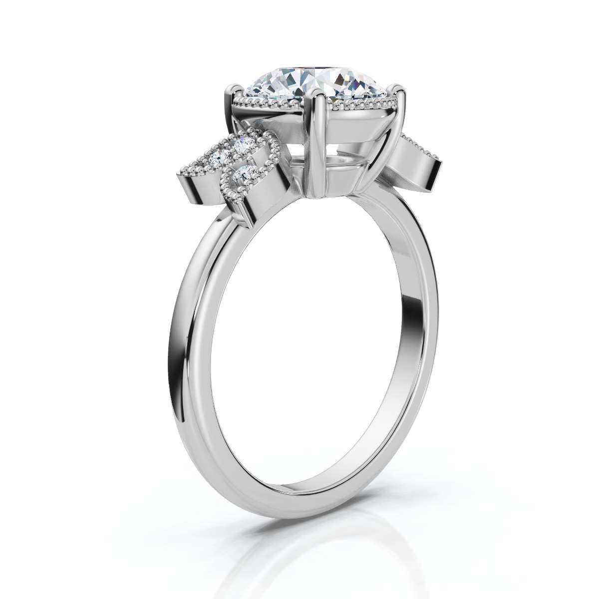 14K White Gold Solay Accents Lab Grown Diamond Ring (1/20 ct. tw)