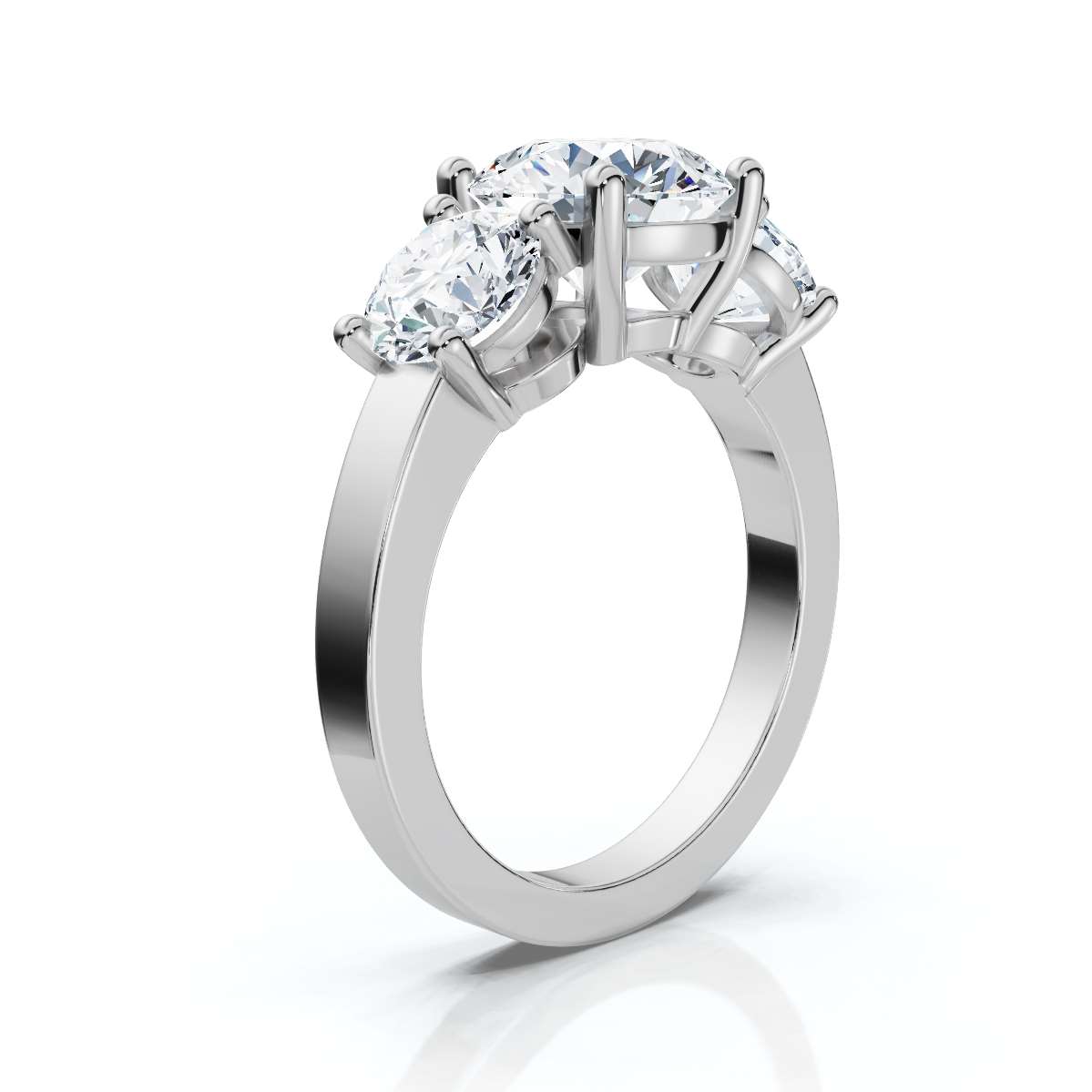 14K White Gold Katana Three Stone Lab Grown Diamond Ring (1 1/2 ct. tw)
