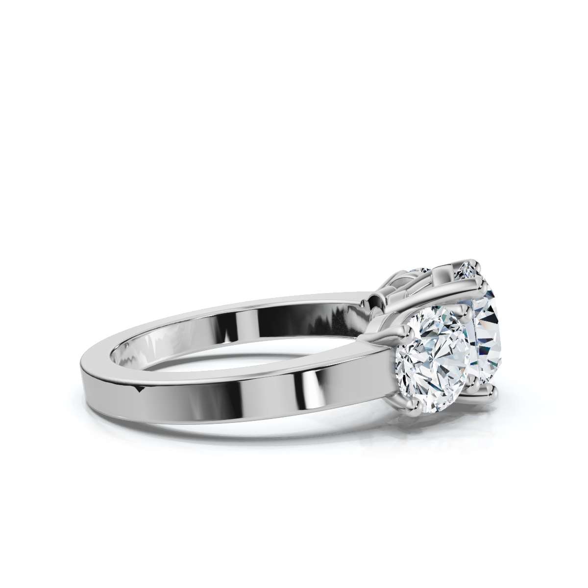 14K White Gold Katana Three Stone Lab Grown Diamond Ring (1 1/2 ct. tw)