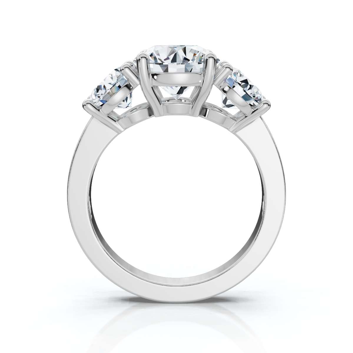 14K White Gold Katana Three Stone Lab Grown Diamond Ring (1 1/2 ct. tw)