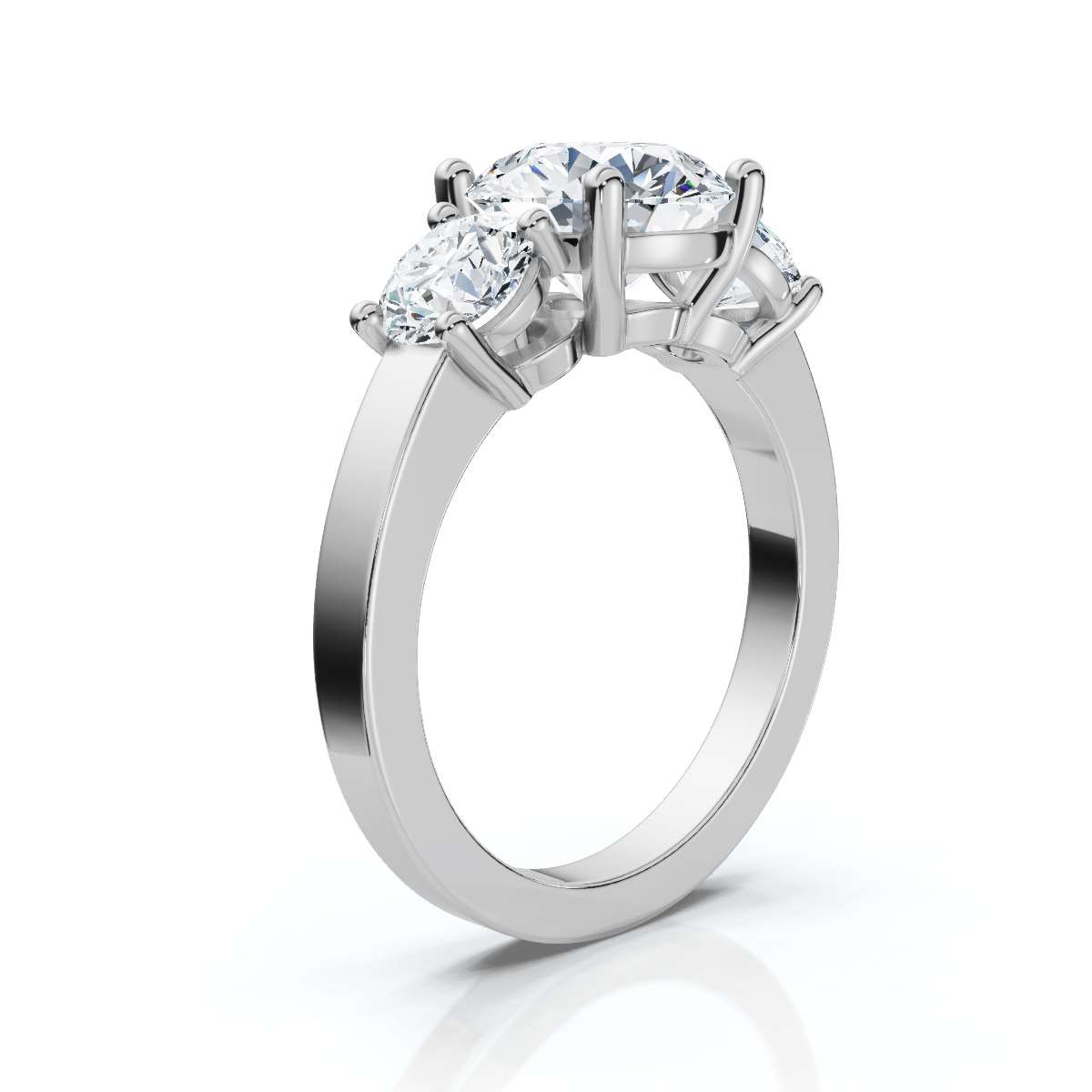 14K White Gold Katana Three Stone Lab Grown Diamond Ring (1 ct. tw)