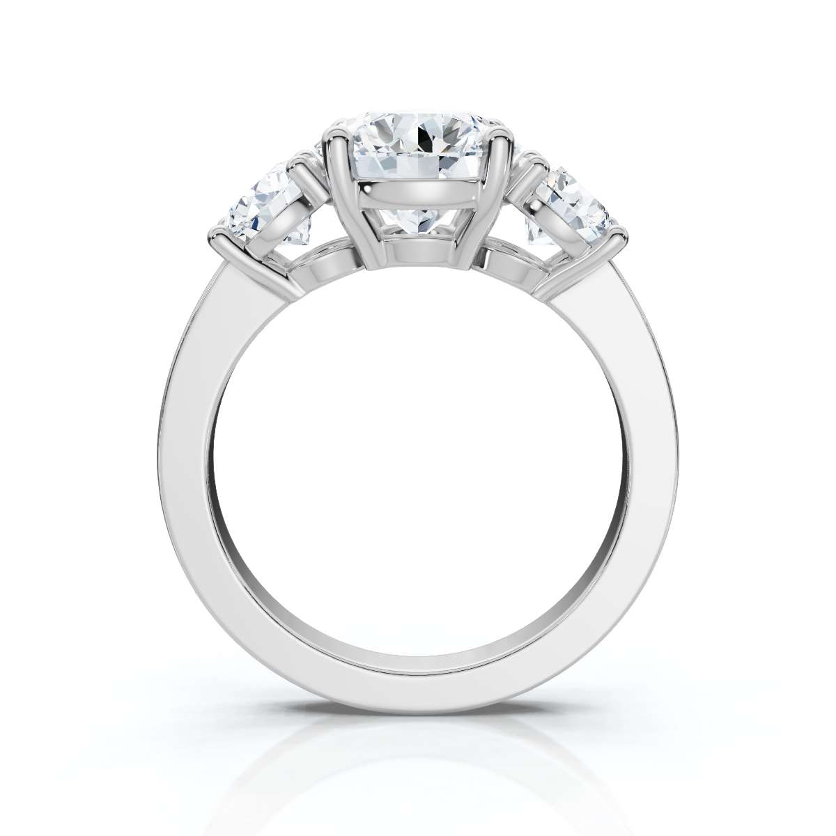 14K White Gold Katana Three Stone Lab Grown Diamond Ring (1 ct. tw)