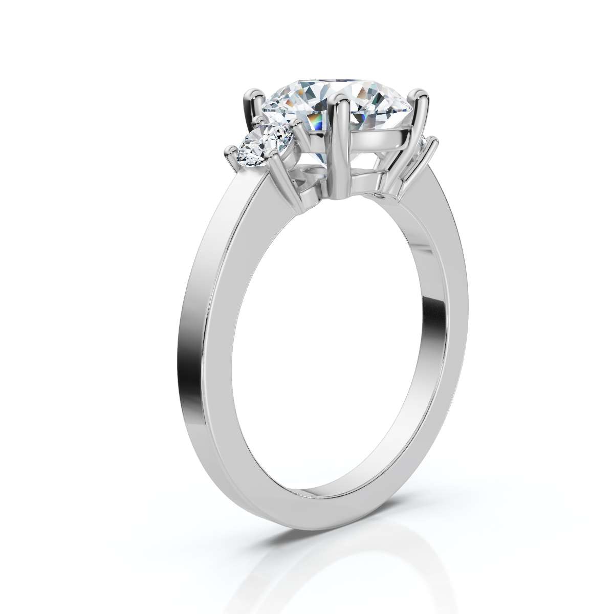 14K White Gold Katana Three Stone Lab Grown Diamond Ring (1/4 ct. tw)