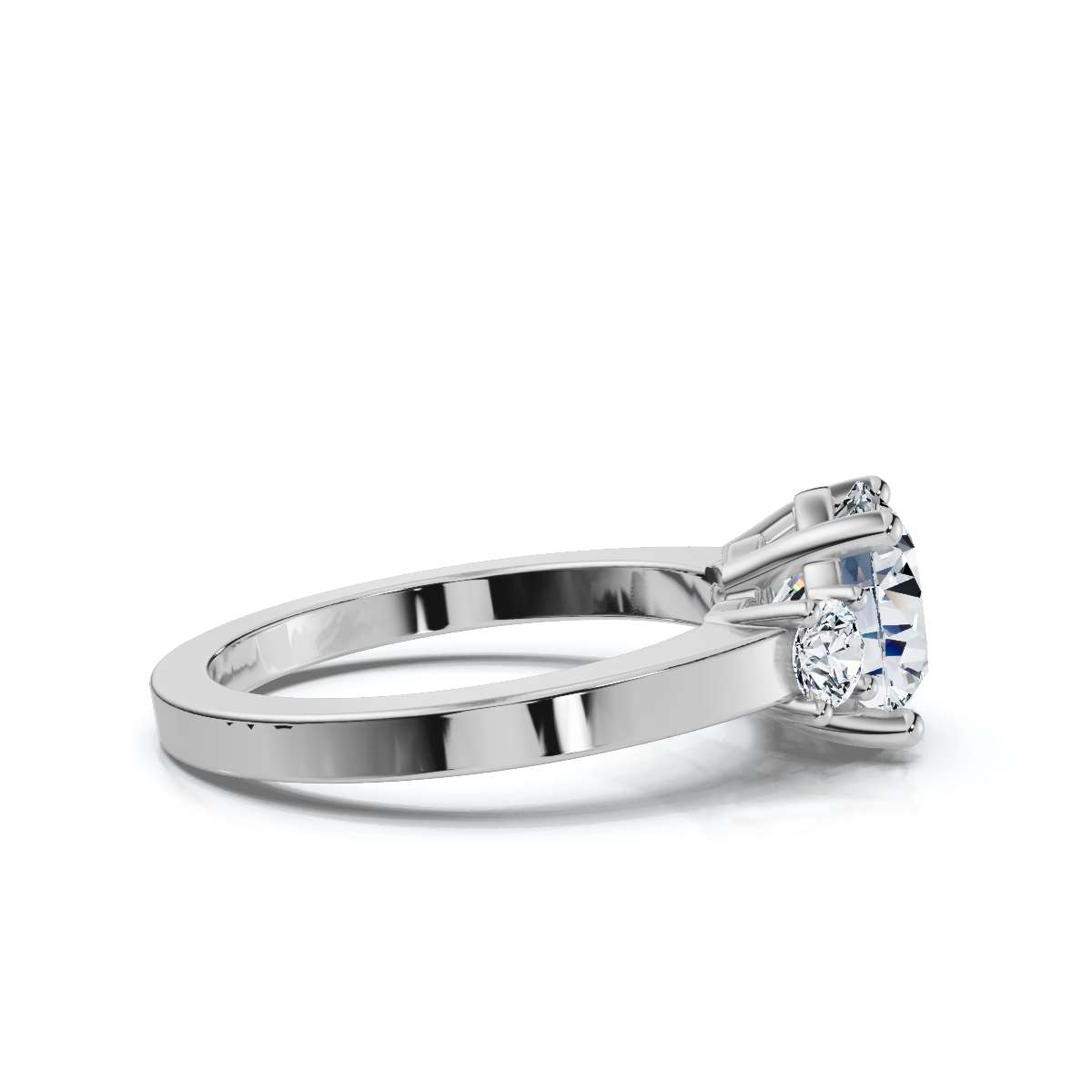 14K White Gold Katana Three Stone Lab Grown Diamond Ring (1/4 ct. tw)