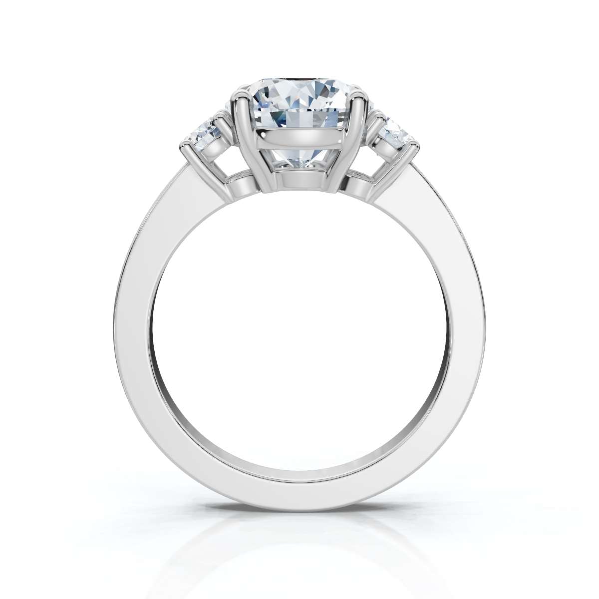 14K White Gold Katana Three Stone Lab Grown Diamond Ring (1/4 ct. tw)
