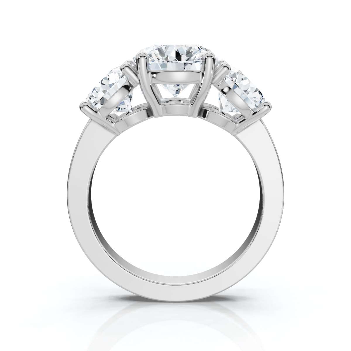 14K White Gold Katana Three Stone Lab Grown Diamond Ring (2.00 ct. tw)