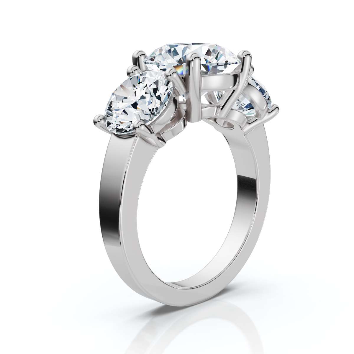 14K White Gold Katana Three Stone Lab Grown Diamond Ring (3.00 ct. tw)