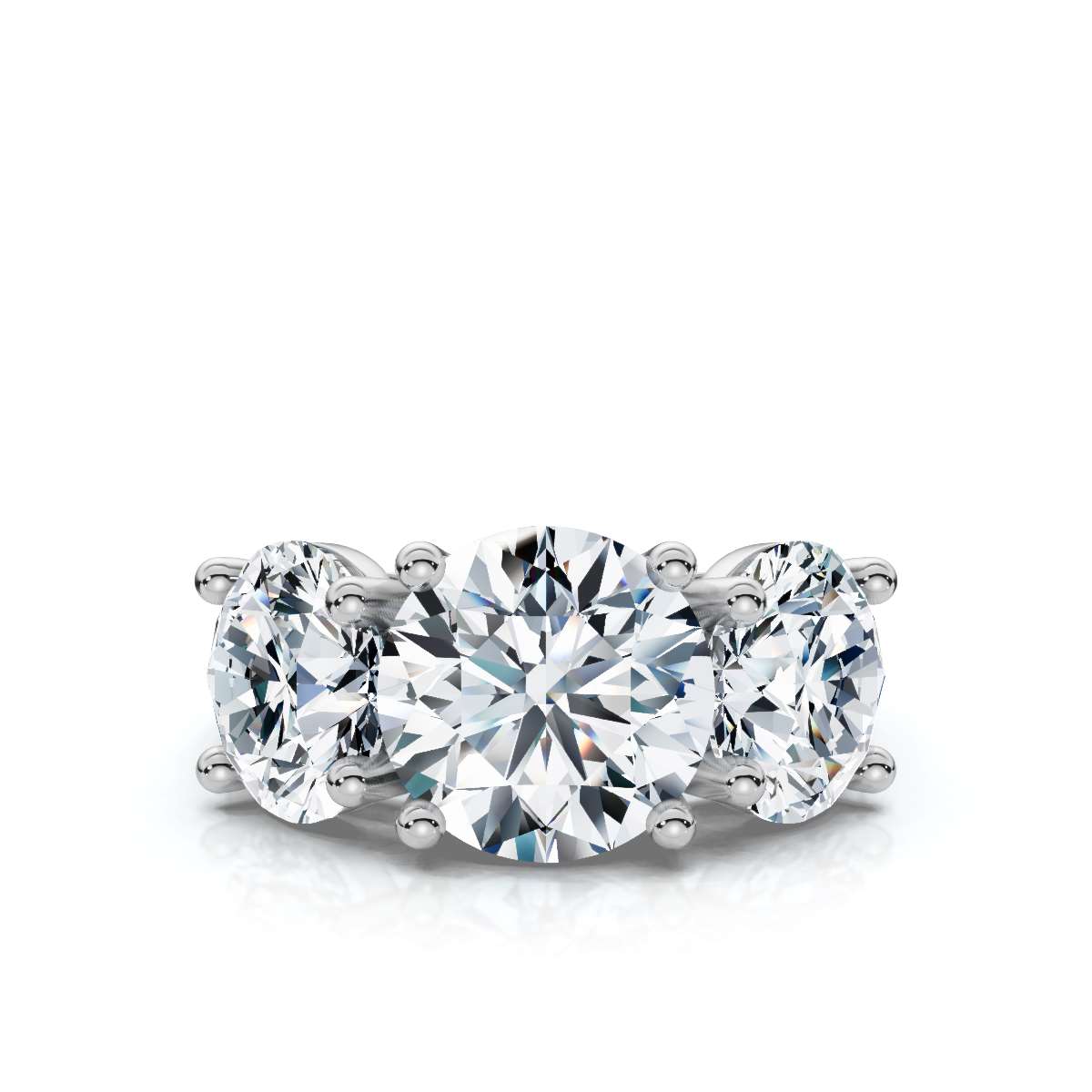 14K White Gold Katana Three Stone Lab Grown Diamond Ring (4.00 ct. tw)