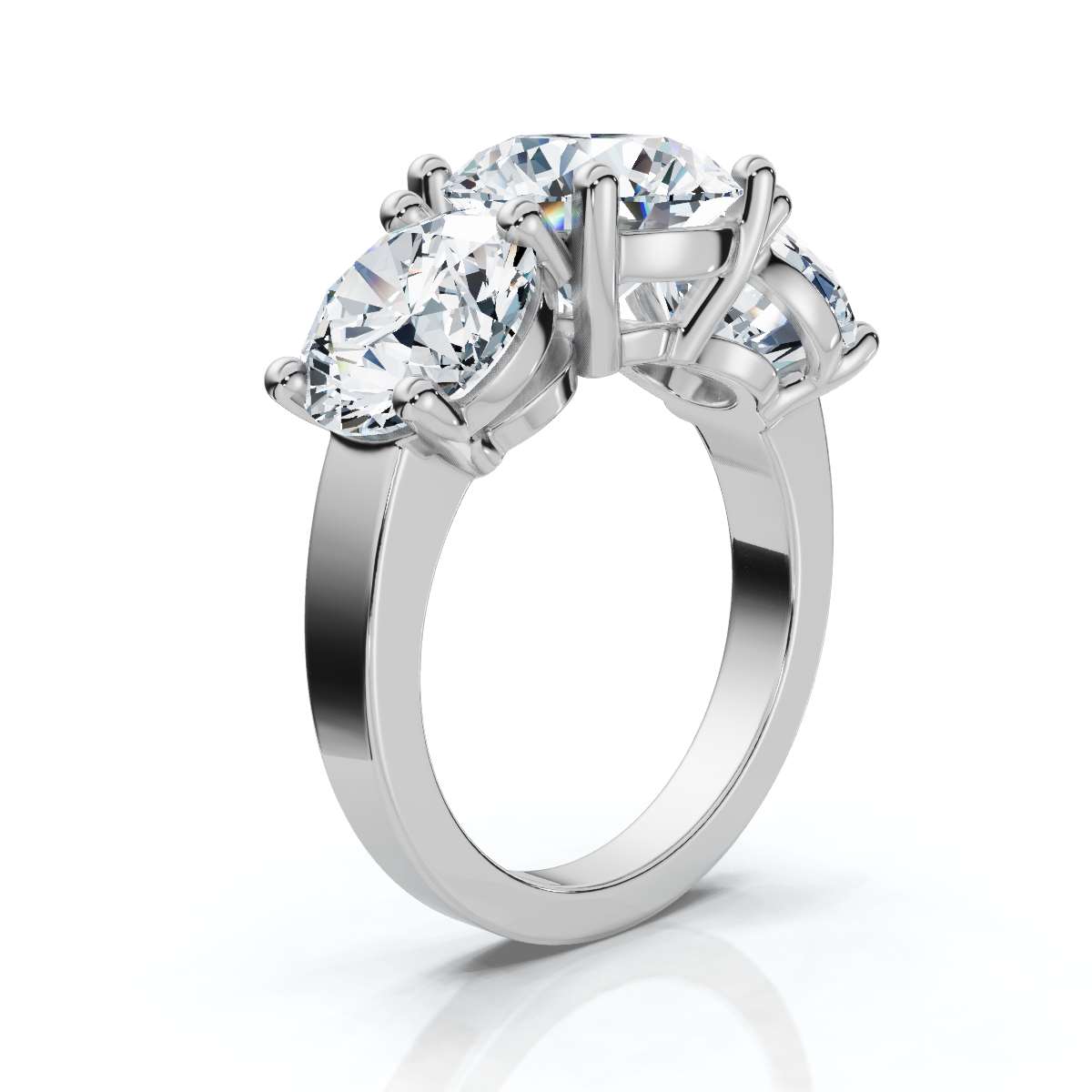 14K White Gold Katana Three Stone Lab Grown Diamond Ring (4.00 ct. tw)