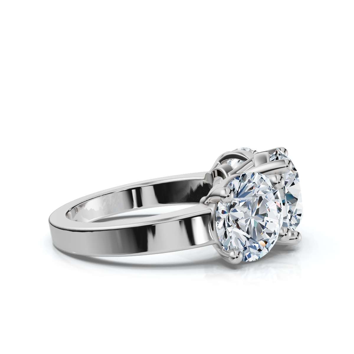 14K White Gold Katana Three Stone Lab Grown Diamond Ring (4.00 ct. tw)