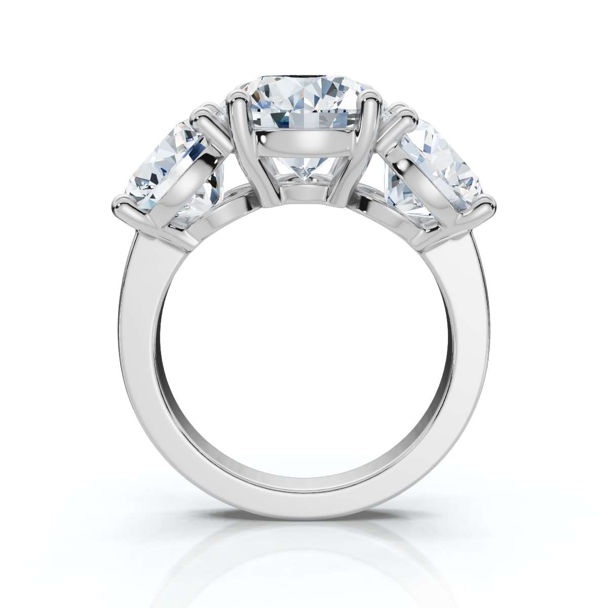 14K White Gold Katana Three Stone Lab Grown Diamond Ring (4.00 ct. tw)
