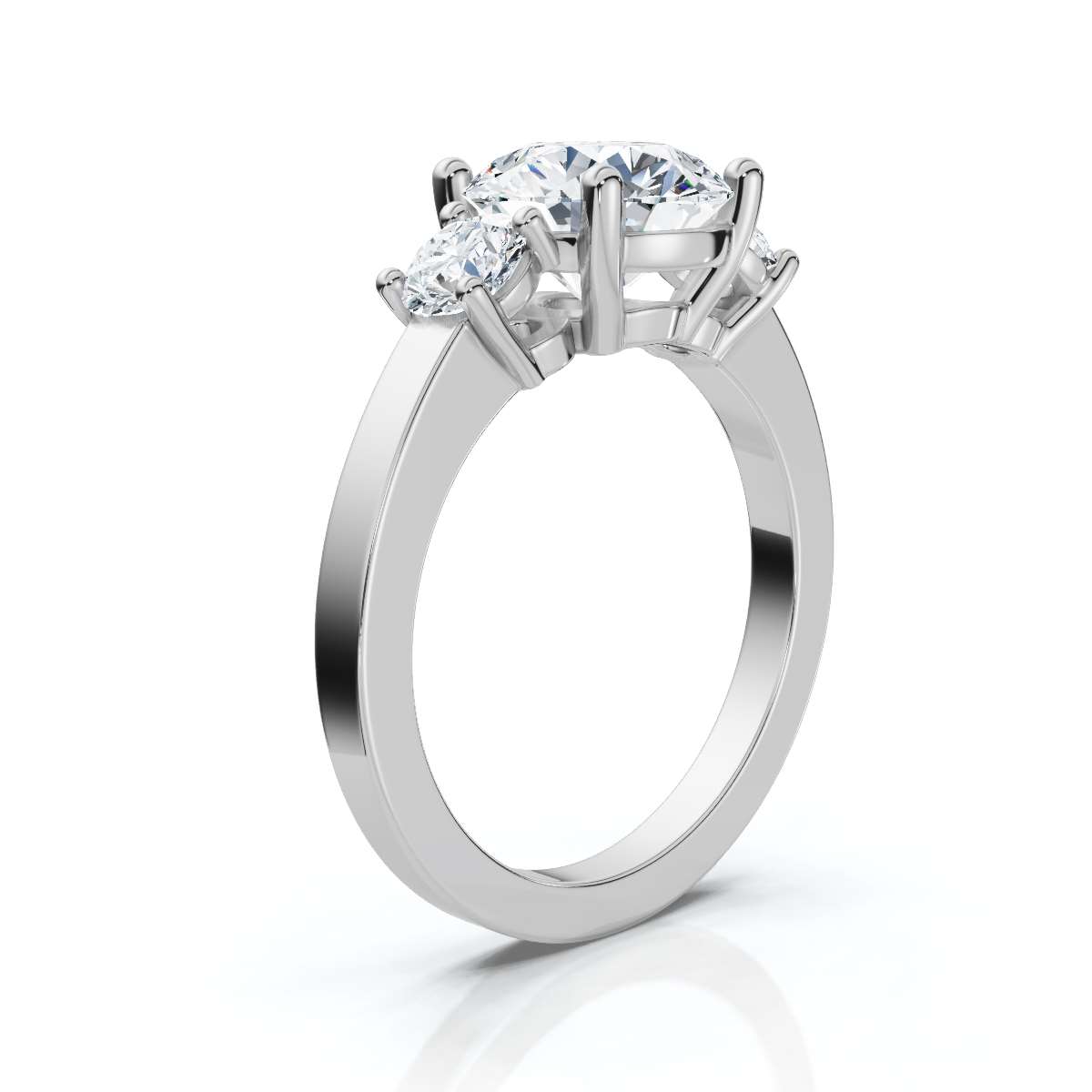 14K White Gold Katana Three Stone Lab Grown Diamond Ring (1/2 ct. tw)